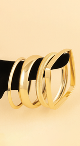 Lustre Layers Multi-Shape Shiny 4 Piece Set Bracelets - Gold